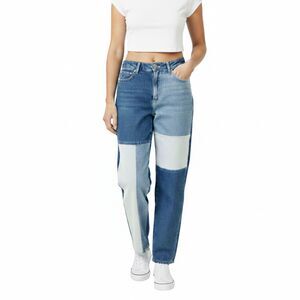 Hollister Womens 7S W28 Patchwork Ultra High Rise Mom Jeans Blue Denim Y2K 70s